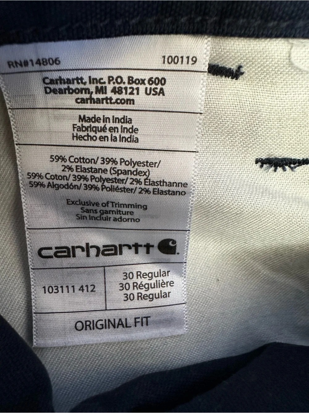 Carhartt Men’s Shorts Regular Fit Size 30